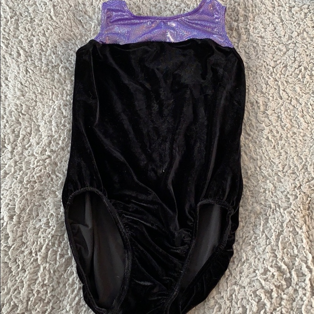 GK Purple and Black Fuzzy Leotard